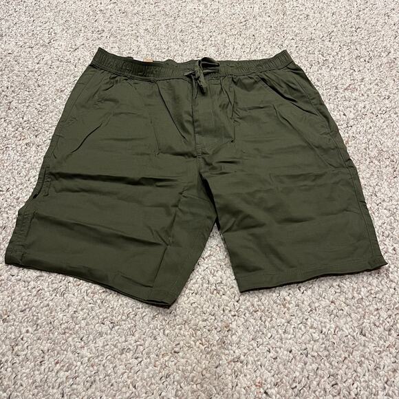 NWT Prana Double Peak Elastic Waist Short Sz L Green 8" Inseam Hiking Outdoor - Picture 1 of 6